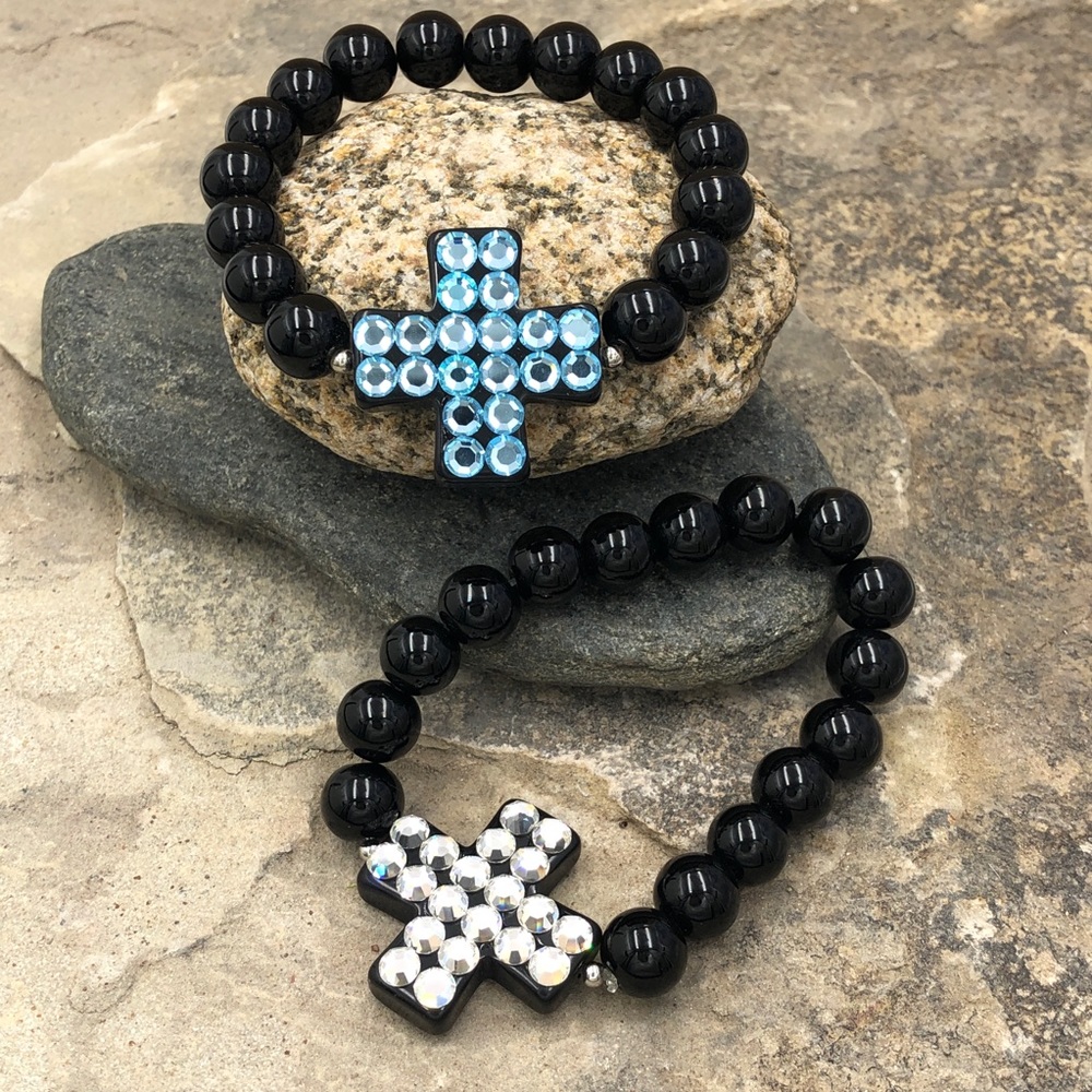 🍀 Bling Square Cross Stretch Bracelet